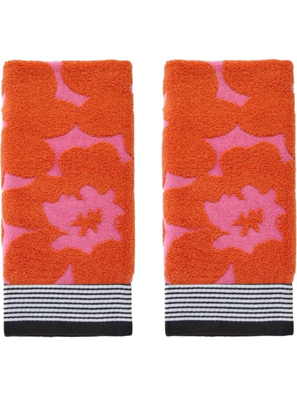 Floral Hand Towel Set - 2pc Premium 100% Cotton, Soft Pink, Bathroom Decor